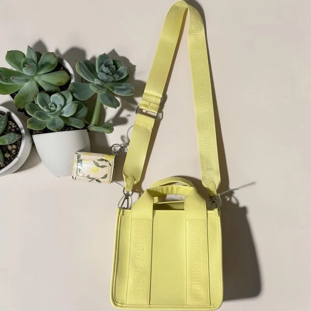 Steve Madden Satchel Women's Yellow  Crossbody w/Lemon‎ Pouch BWEBBER-CC  Medium